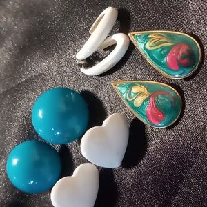 4 pair retro earrings 1 clip on 3 pair pierced .